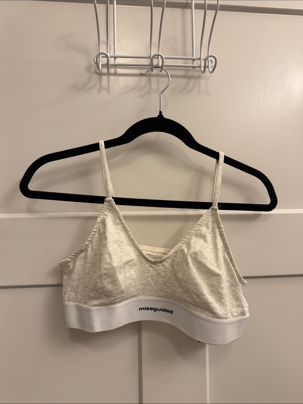 NWT Missguided Beige Cream V Bralette with White Elastic Band